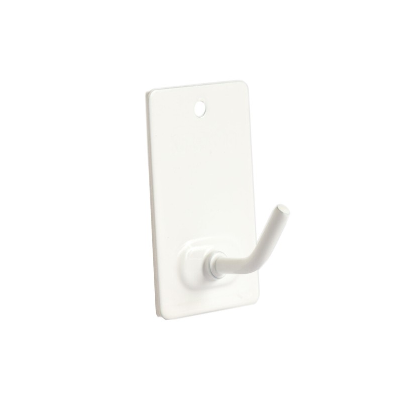 P2001B BL 3ud PERCHA ACERO ADHESIVA BLANCA 26x43mm