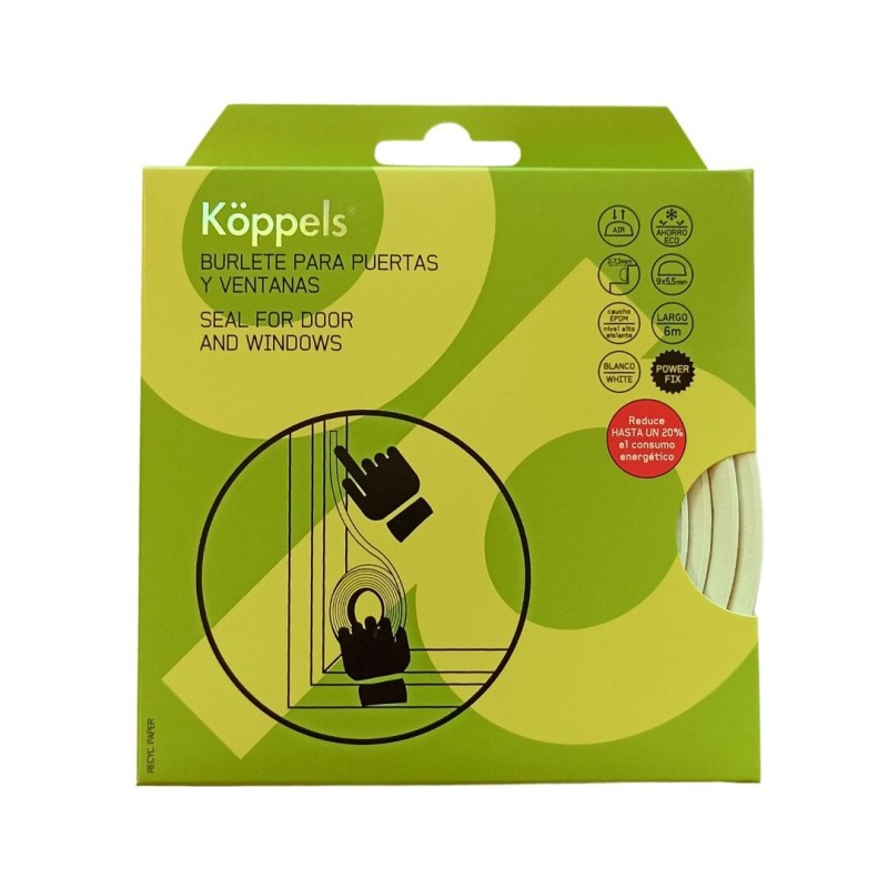 B2004B BURLETE PARA PUERTAS Y VENTANAS TIPO D BLANCO KOPPELS
