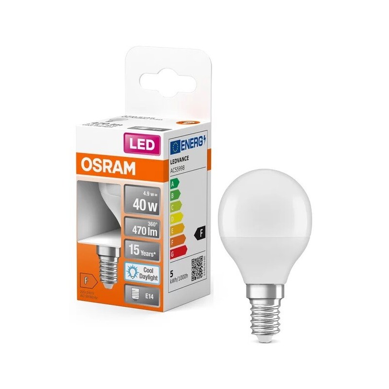 431010 LAMPARA ESFERICA LED E14 5,5W 6500K STAR OSRAM