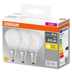 592612 3u LAMPARA ESFERICA FIL LED MATE E14 5,5W 4000K BASE OSRAM
