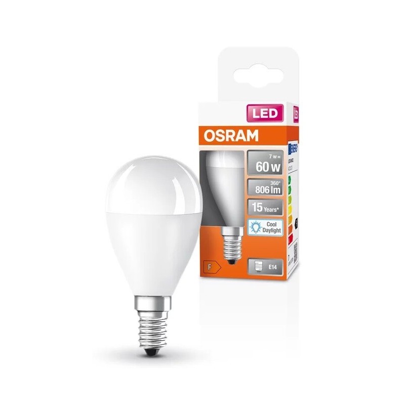 023125 LAMPARA ESFERICA LED E14 7W 6500K STAR OSRAM