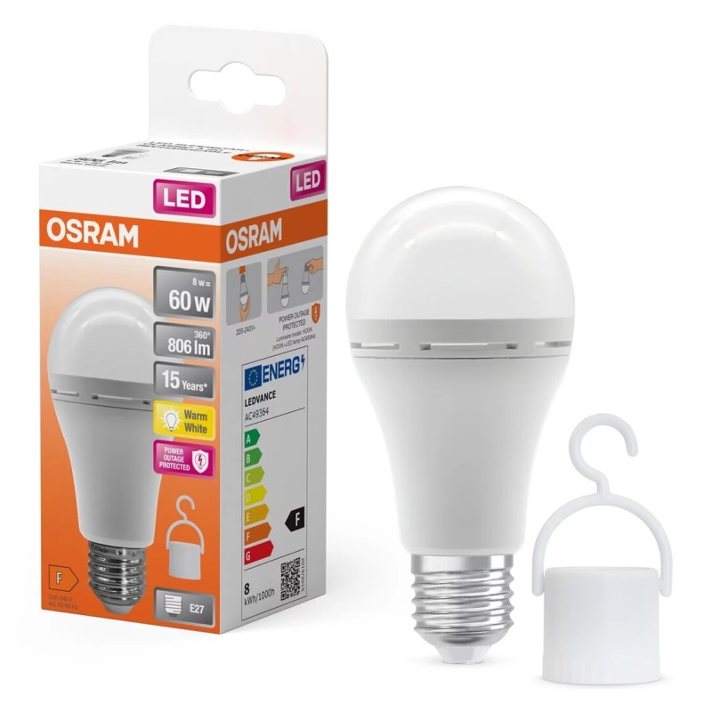 190131 LAMPARA STANDARD LED RECARGABLE E27 8W 4000K SUPERSTAR OSRAM