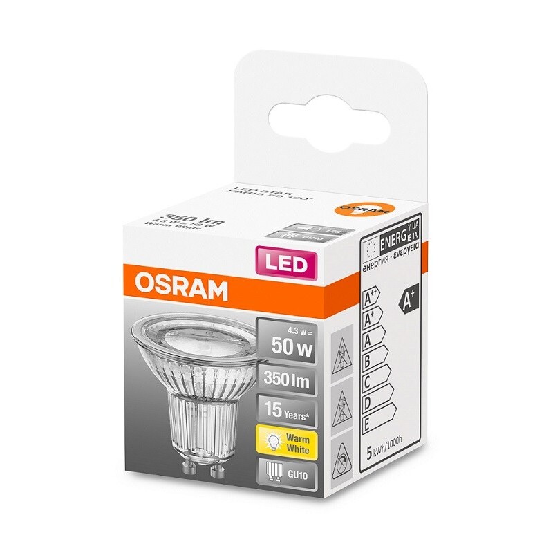 303263 LAMPARA PAR16 LED GU10 4,3W 2700K 120° STAR OSRAM