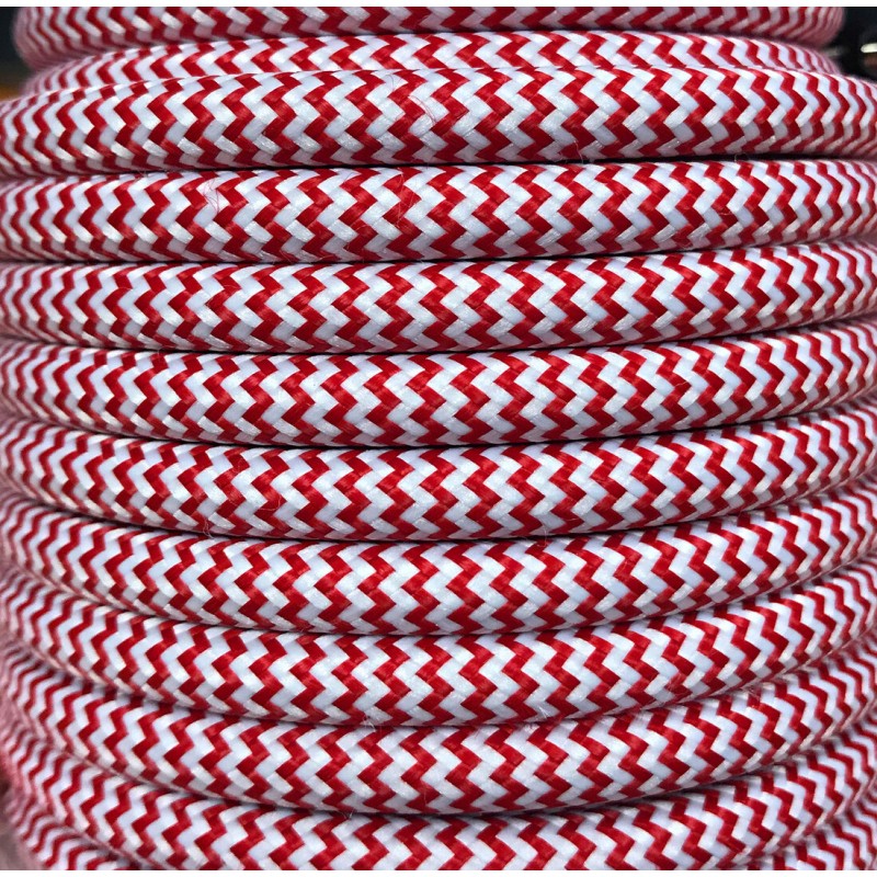 CIR62CM24-01 5m CABLE TEXTIL ZIGZAG BLANCO-ROJO