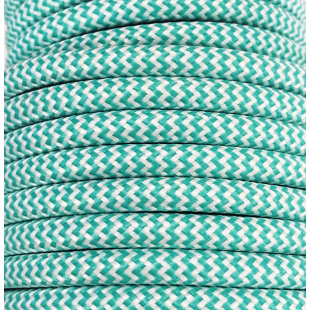 CIR62CM28-01 5 MTS CABLE TEXTIL ZIGZAG MENTA-BLANC