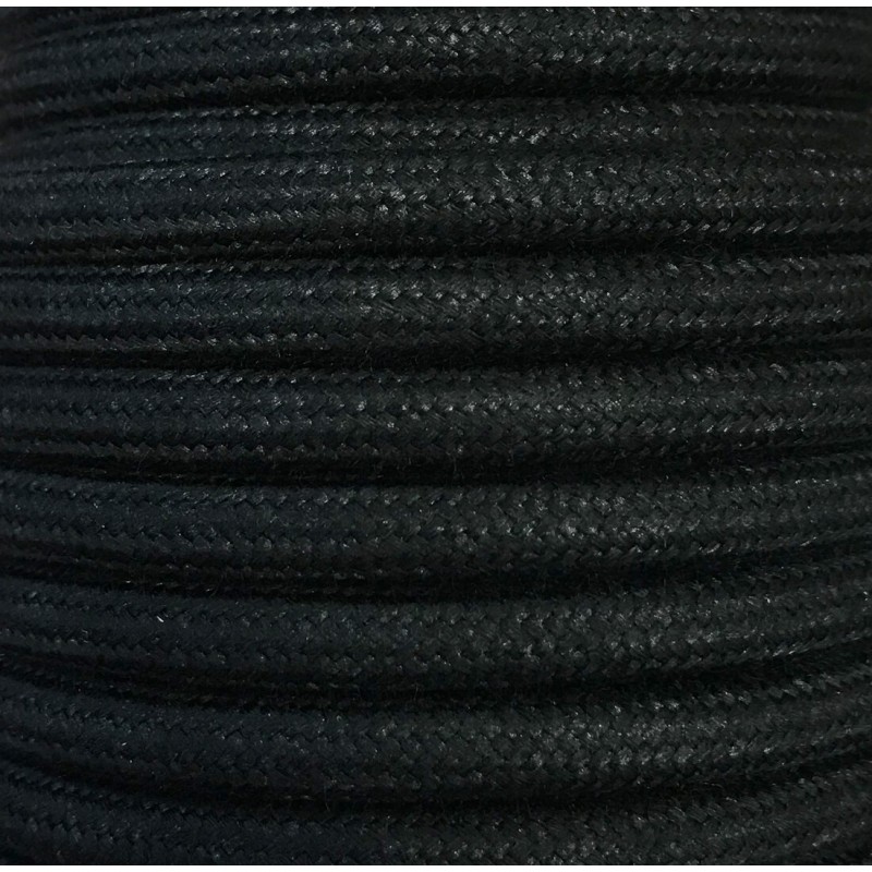 CIR62AL03 5m CABLE TEXTIL LISO NEGRO ALGODON