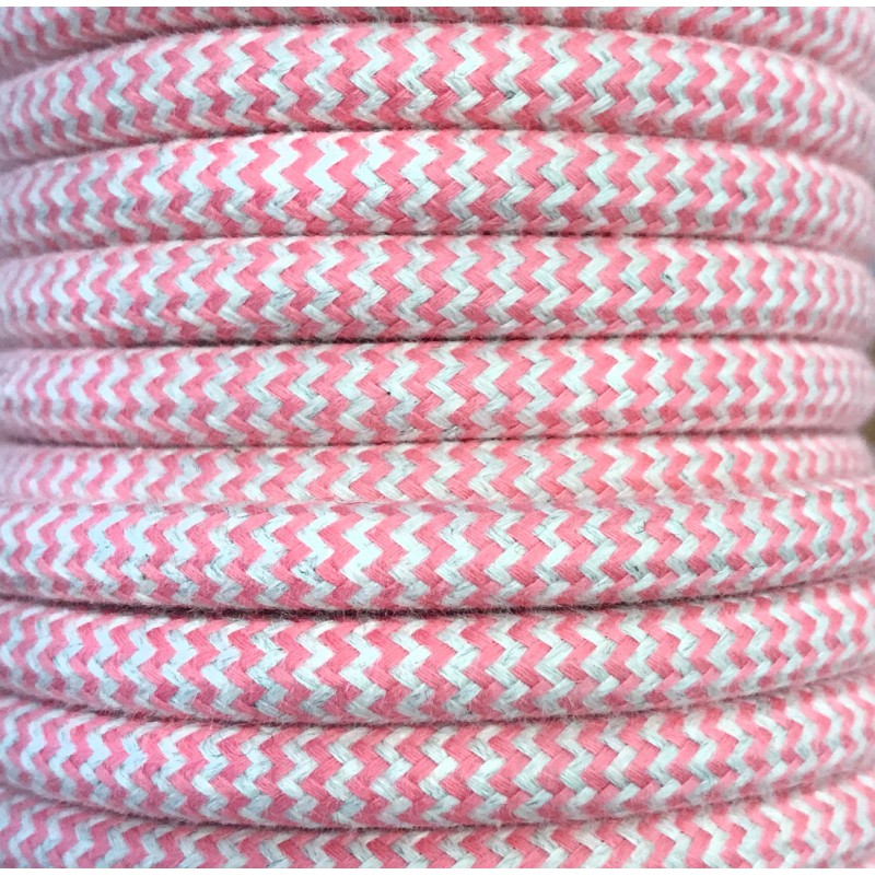 CIR62BA06 5 MTS CABLE TEXTIL ZIG-ZAG ROSA ALGODON