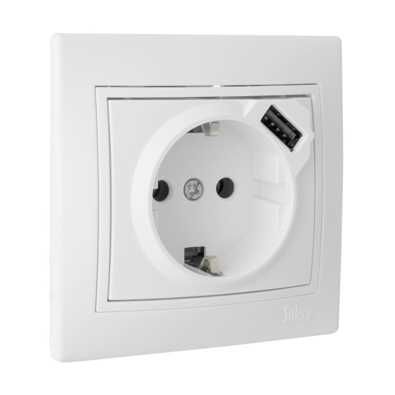ERP60USBU BASE SCHUKO CON USB BLANCA SERIE EUROPA