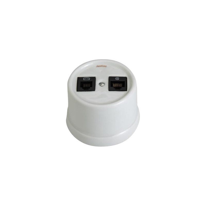 30-706-17-2 DOBLE TOMA TELEFONO 6 VIAS PORCELANA