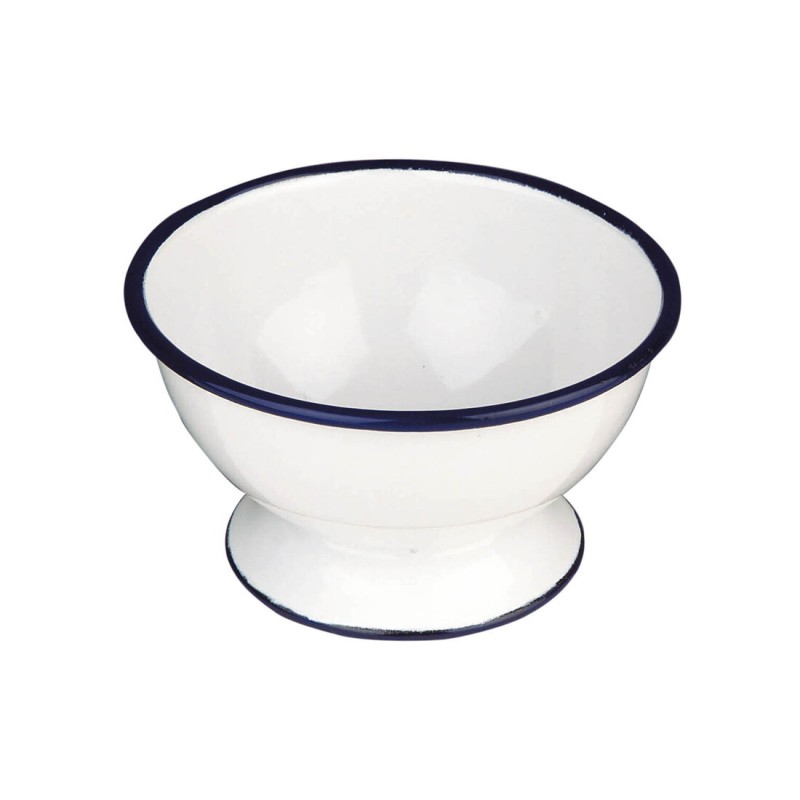 903812 BOL C-PIE ESMALTADO 12cm BLANCA IBILI