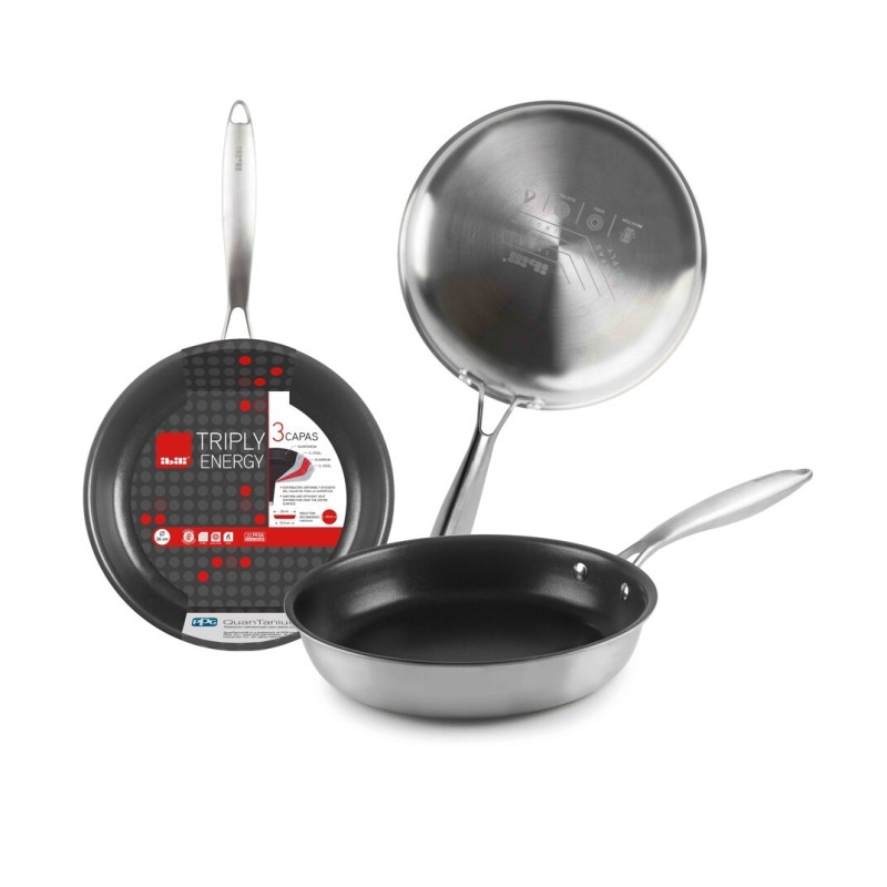 652818 SARTEN ACERO INOX + ALUMINIO Ø18cm MANGO REMACHADO TRIPLY IBILI