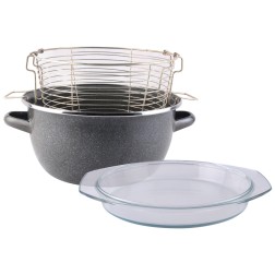 01101881 CACEROLA FREIDORA PARMA Ø24cm C-TAPA DE VIDRIO MAGEFESA