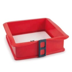 875800 MOLDE DESMONTABLE SILICONA CUADRADO 25x25cm CON BASE CRISTAL IBILI
