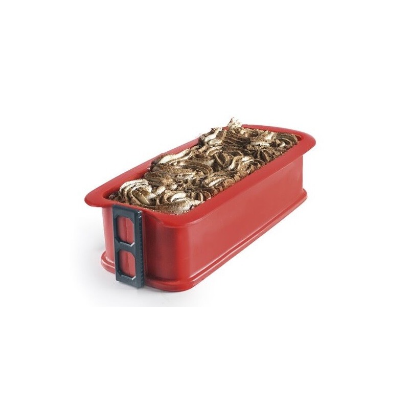 875900 MOLDE DESMONTABLE SILICONA RECTANGULAR 28x13cm CON BASE CRISTAL IBILI