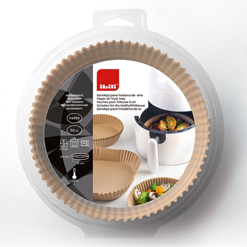 688517 50ud BANDEJA DESECHABLE REDONDA PARA FREIDORA DE AIRE Ø20 IBILI