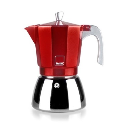 627903 CAFETERA ALUMINIO ROJA 3 TAZAS ELBA IBILI