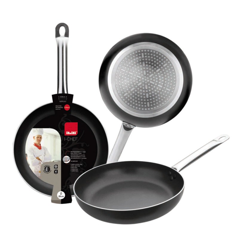 403022 SARTEN ALUMINIO FORJADO INDUCCION MANGO INOX SERIE I-CHEF Ø22cm IBILI
