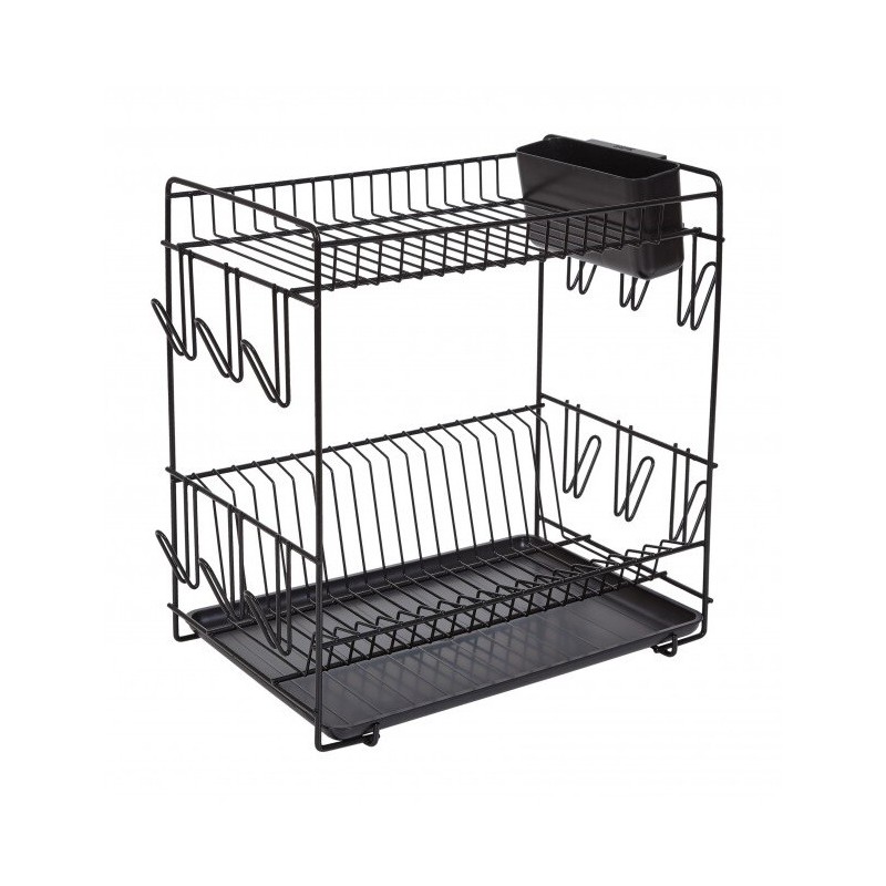 89023 ESCURREPLATOS GRANDE 18 PLATOS NEGRO 43x25x41,5cm SAUVIC