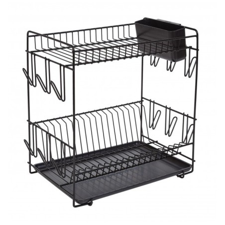 89023 ESCURREPLATOS GRANDE 18 PLATOS NEGRO 43x25x41,5cm SAUVIC