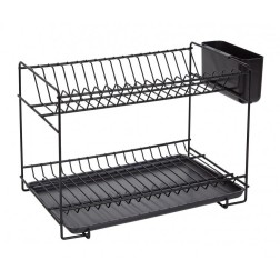 89024 ESCURREPLATOS PEQUEÑO 18 PLATOS NEGRO 38,5x25x28cm SAUVIC