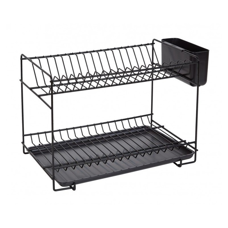 89024 ESCURREPLATOS PEQUEÑO 18 PLATOS NEGRO 38,5x25x28cm SAUVIC