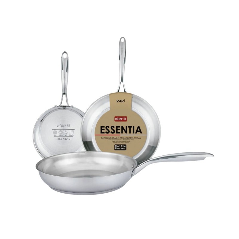 SE24 SARTEN ACERO INOX 18-10 SIN ANTIADHERENTE Ø24cm ESSENTIA VIER