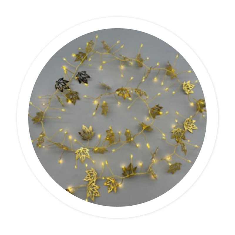 204690040 1,5m GUIRNALDA DE HOJAS DORADAS LED A PILA GSC 204690040 1,5m GUIRNALDA DE HOJAS DORADAS LED A PILA GSC