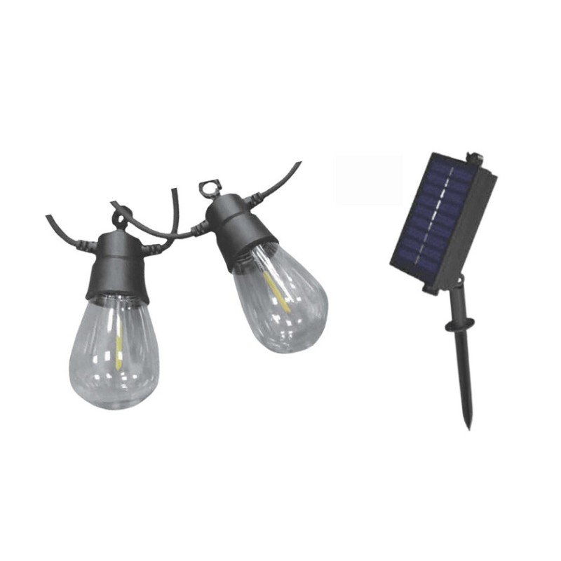 00817 KIT 5m GUIRNALDA SOLAR 10 BOMBILLAS C-SENSOR CREPUSCULAR 6500K IP45 F-BRIGHT