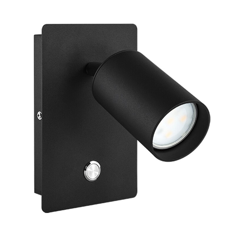 2076002-N APLIQUE LED DE PARED NEGRO C-INTERRUPTOR GU10