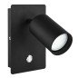 2076002-N APLIQUE LED DE PARED NEGRO C-INTERRUPTOR GU10