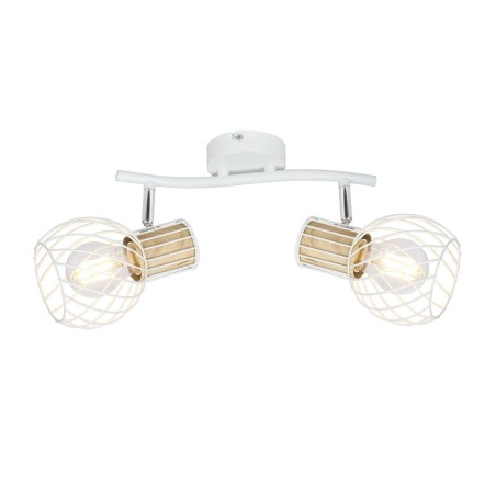 54012-2 REGLETA METAL BLANCO Y COLOR MADERA 2XE27 40W LUISE GLOBO