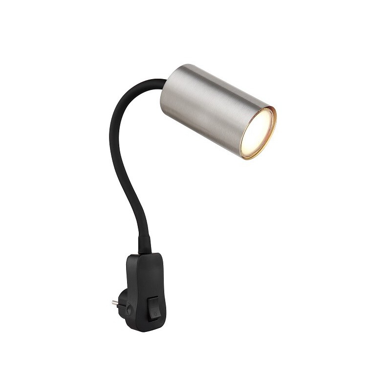 57911DP APLIQUE FOCO PARED ENCHUFABLE 1xGU10 25W 230V NEGRO NIQUEL ROBBY GLOBO