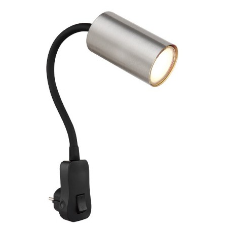 57911DP APLIQUE FOCO PARED ENCHUFABLE 1xGU10 25W 230V NEGRO NIQUEL ROBBY GLOBO