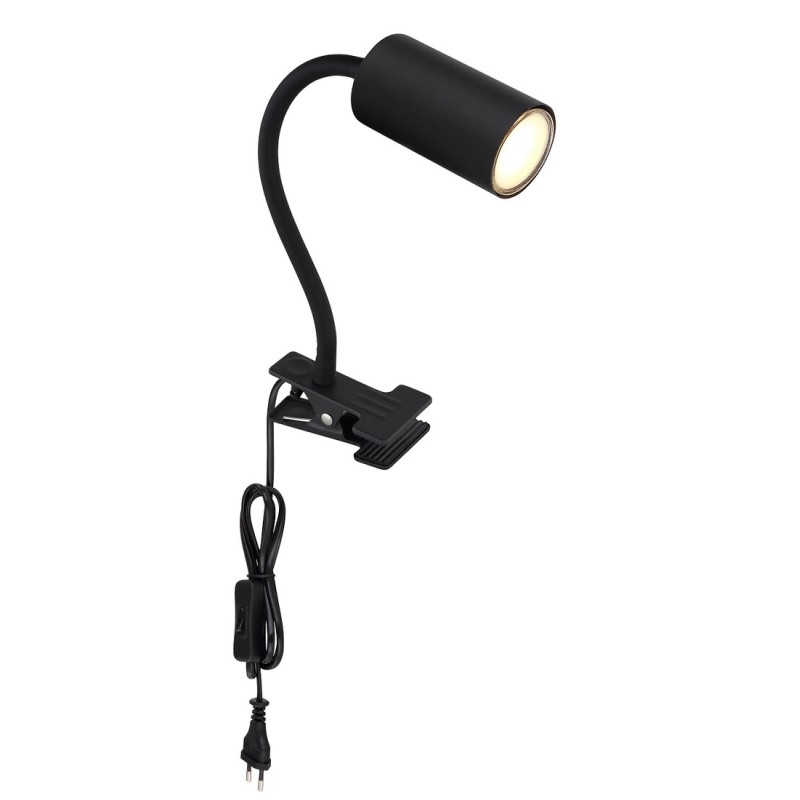 57911KB APLIQUE FOCO PARED PINZA ENCHUFABLE 1xGU10 25W 230V NEGRO ROBBY GLOBO