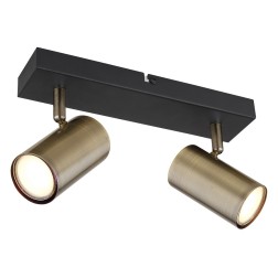 57911-2M REGLETA 2 FOCOS 2xGU10 25W 230V LATON ANTIGUO ROBBY GLOBO