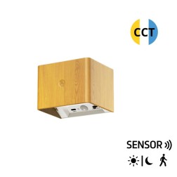 2071005-M APLIQUE PARED RECARGABLE MADERA C-SENSOR CREPUSCULAR Y MOVIMIENTO F-BRIGHT