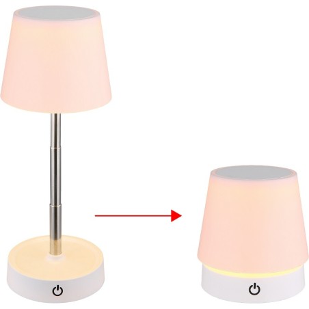 58446W LAMPARA SOBREMESA 1,2W 3000K 30Lm REGULABLE BATERIA BLANCA CARLOS GLOBO