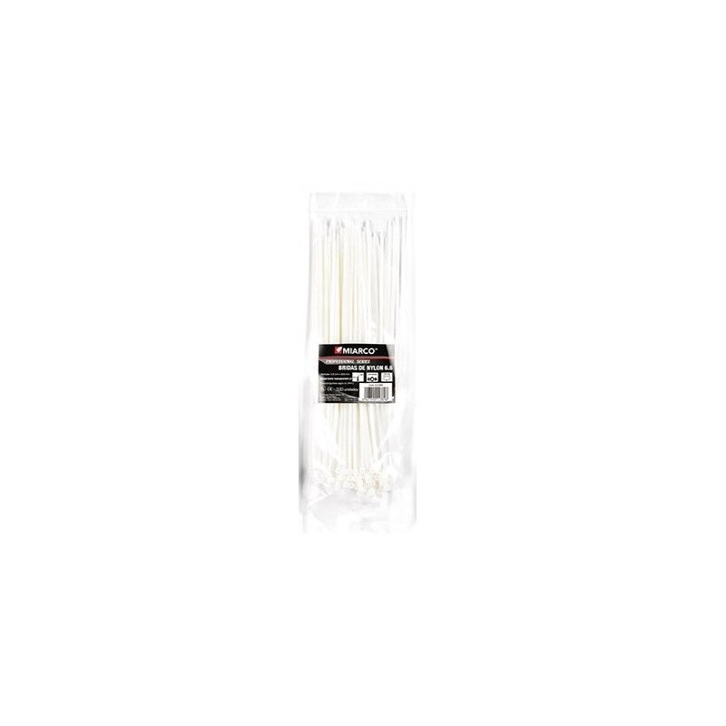 9701 BRIDA POLIAMIDA 6,6 TRANSPARENTE BOLSA 100 UD 4,8x350mm MIARCO