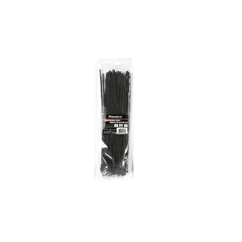 9710 BRIDA POLIAMIDA 6,6 NEGRA BOLSA 100 UD  4,8x350mm MIARCO