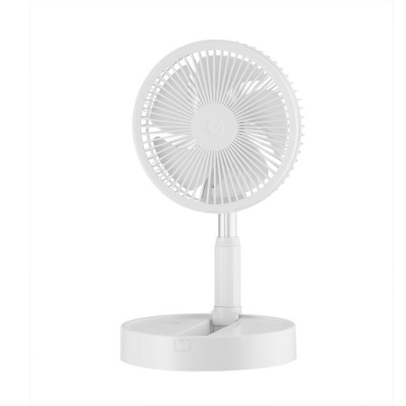 213471001 VENTILADOR PORTATIL SOBREMESA O PIE USB RECARGABLE BLANCO 10W 20ØCM FABRILAMP