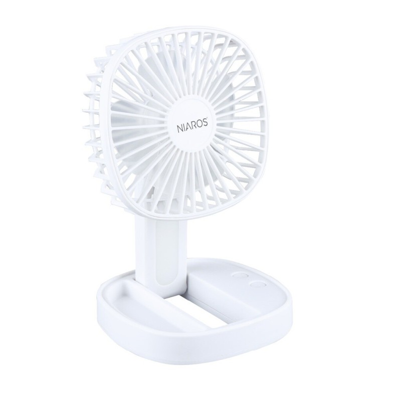 300040001 MINI VENTILADOR DE MANO PLEGABLE CON LUZ USB RECARGABLE BLANCO COOBER NIAROS