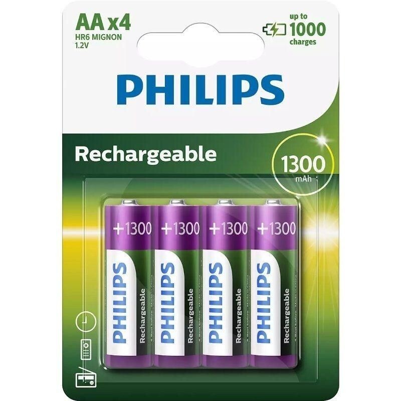 4 x PILA RECARGABLE AA 1300mAh PHILIPS 4 x PILA RECARGABLE AA 1300mAh PHILIPS