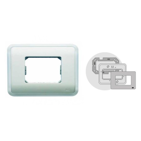 16663-B PLACA 3 MODULOS ESTRECHOS BLANCO ALPINO BJC