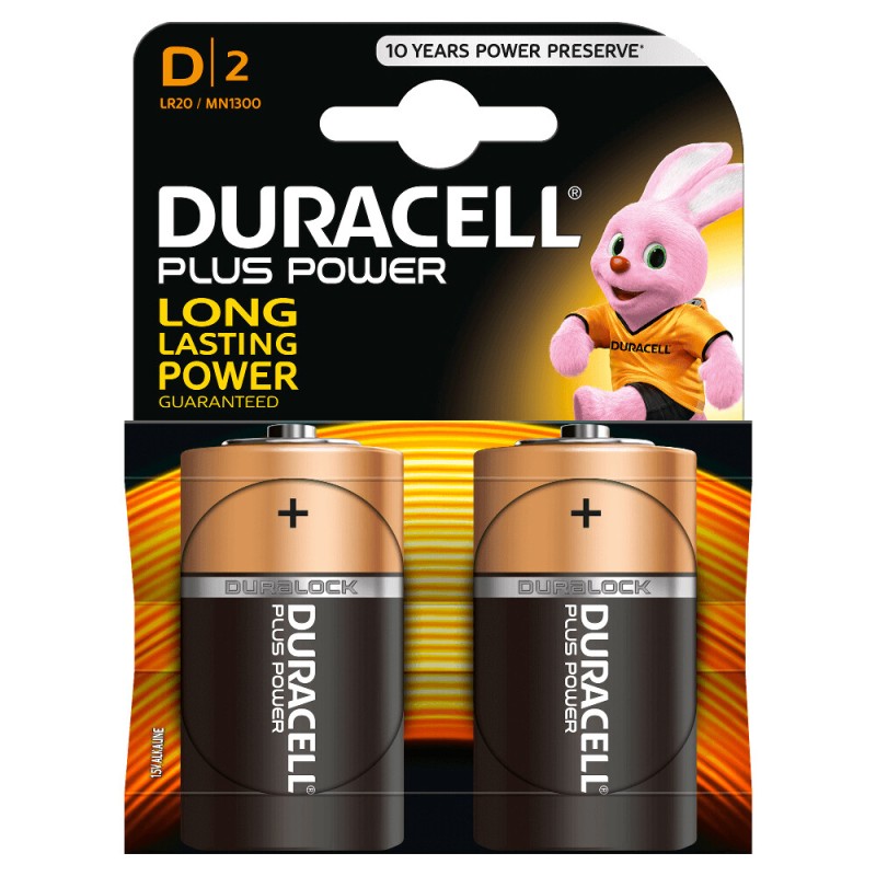 2 x PILA ALCALINA LR20 D DURACEL PLUS