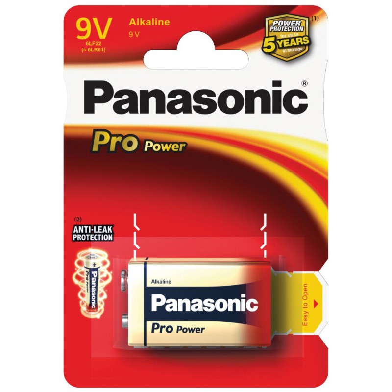 1 x PILA ALCALINA 6LR61 PANASONIC PRO POWER 9V